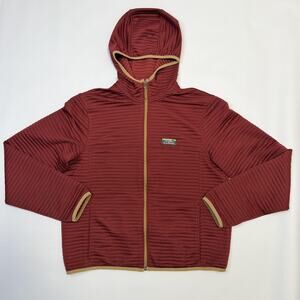 L.L.Bean Jacket Mens Medium Burgundy Hooded Full Zip Slightly Fitted Polyester